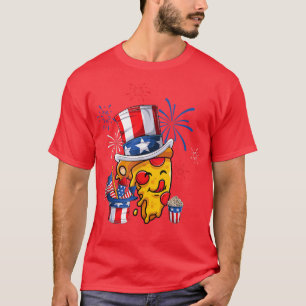 Pizza ons Amerikaanse vlag Red White Blue Pet Fire T-shirt