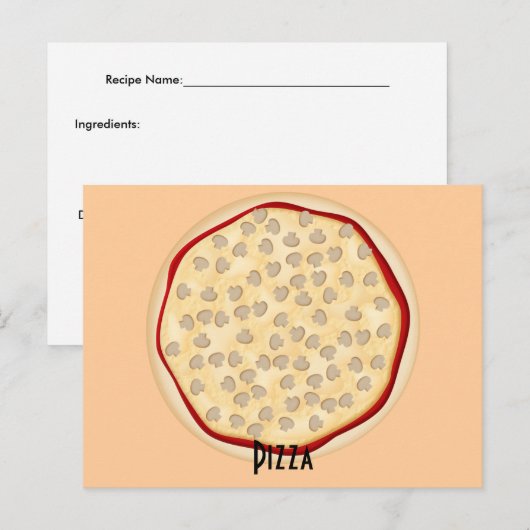 Pizza-ontvangstkaart voor paddenstoelen briefkaart (Voorkant / Achterkant)