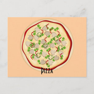 Pizza-ontvangstkaart voor paddenstoelen en paprika briefkaart