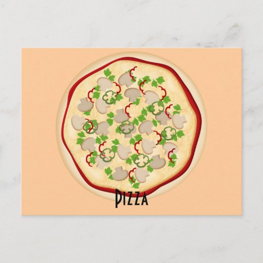 Pizza-ontvangstkaart voor paddenstoelen en paprika briefkaart (Voorkant)