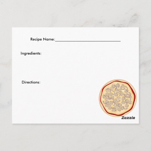 Pizza-ontvangstkaart voor paddenstoelen en uien briefkaart (Achterkant)