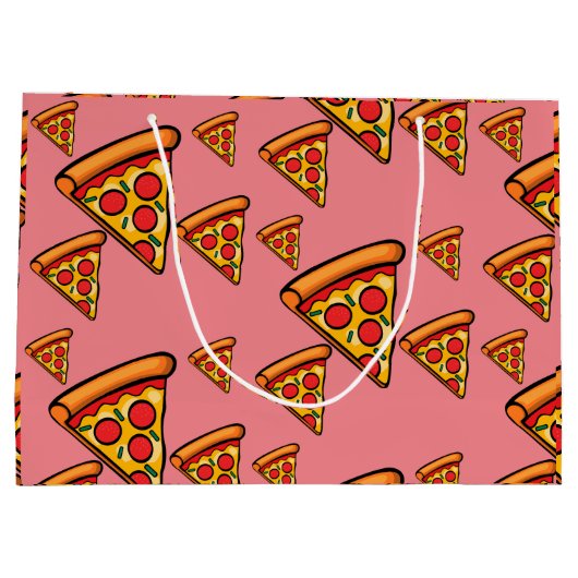 Pizza-ontwerp op vrijdag - Gift Bag - Groot Cadeauzakje (Achterkant)