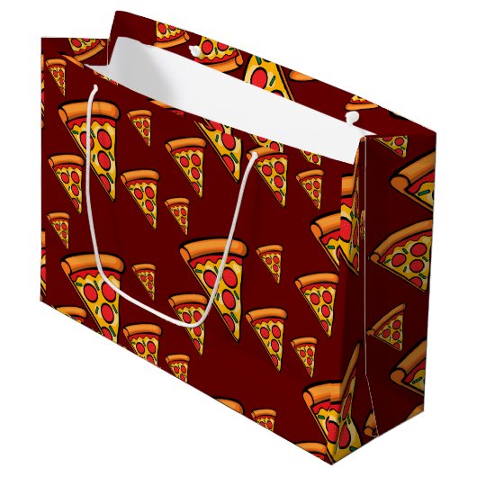 Pizza-ontwerp op vrijdag - Gift Bag - Groot Cadeauzakje (Voorkant Gekanteld)