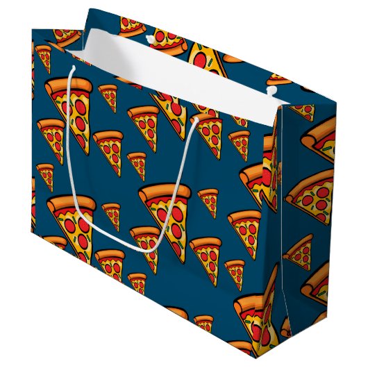 Pizza-ontwerp op vrijdag - Gift Bag - Groot Cadeauzakje (Voorkant Gekanteld)