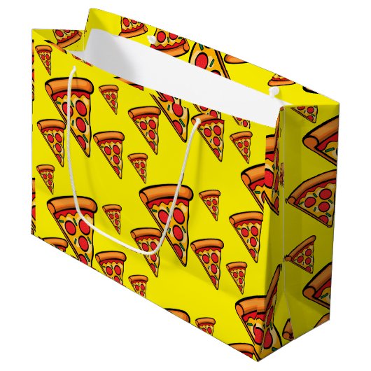Pizza-ontwerp op vrijdag - Gift Bag - Groot Cadeauzakje (Voorkant Gekanteld)