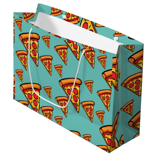 Pizza-ontwerp op vrijdag - Gift Bag - Groot Cadeauzakje (Voorkant Gekanteld)