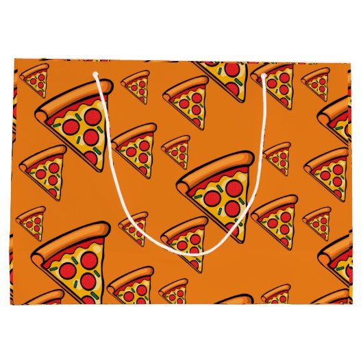 Pizza-ontwerp op vrijdag - Gift Bag - Groot Cadeauzakje (Achterkant)
