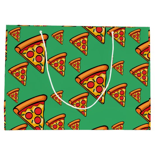 Pizza-ontwerp op vrijdag - Gift Bag - Groot Groot Cadeauzakje (Achterkant)