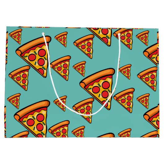 Pizza-ontwerp op vrijdag - Gift Bag - Groot Groot Cadeauzakje (Achterkant)