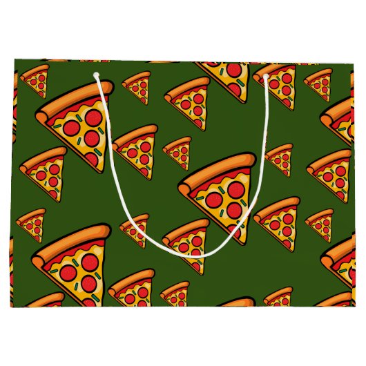 Pizza-ontwerp op vrijdag - Gift Bag - Groot Groot Cadeauzakje (Achterkant)