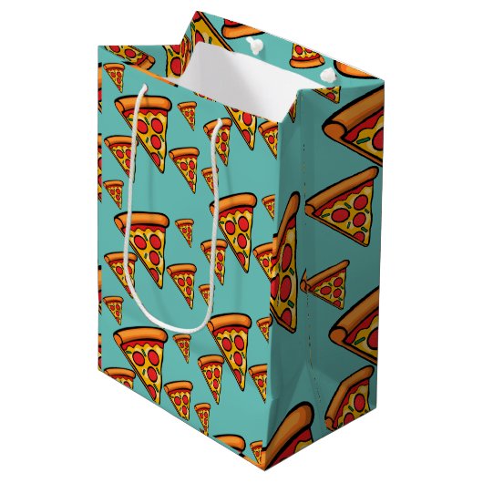 Pizza-ontwerp op vrijdag - Gift Bag - Middelgroot Medium Cadeauzakje (Voorkant Gekanteld)