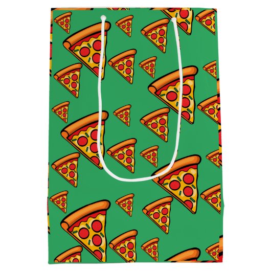 Pizza-ontwerp op vrijdag - Gift Bag - Middelgroot Medium Cadeauzakje (Achterkant)