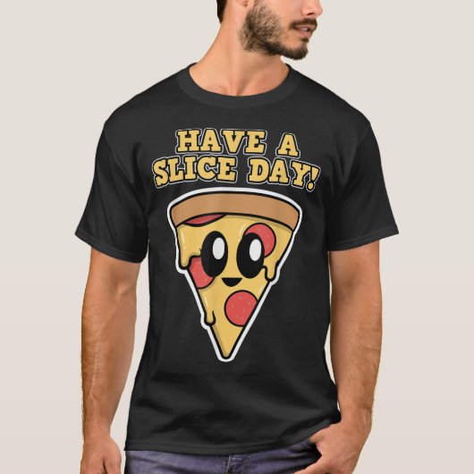 Pizza-ontwerp voor mannen en een Slice Day Pizza T-shirt (Voorkant)