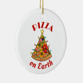 Pizza op aarde Kerstmis Keramisch Ornament (Rechts)