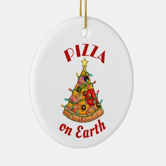 Pizza op aarde Kerstmis Keramisch Ornament (Rechts)