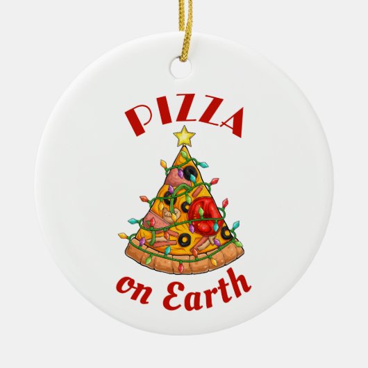 Pizza op aarde Kerstmis Keramisch Ornament (Voorkant)