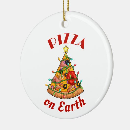 Pizza op aarde Kerstmis Keramisch Ornament (Links)