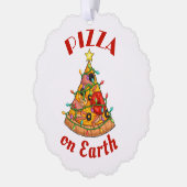 Pizza op aarde Kerstmis Ornament Kaart (Links)