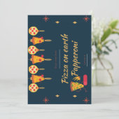 pizza op aarde-pepperoni-uitnodigingskaart kaart (Staand voorkant)