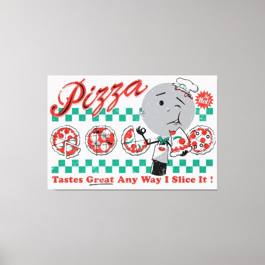 Pizza op elke manier waarop ik het Retro Canvas sc Afdruk (Voorkant)