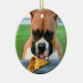 Pizza-ornament met bokshond keramisch ornament (Rechts)