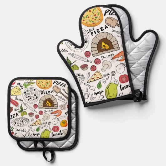 Pizza    ovenwant & pannenlap set (Voorkant / Achterkant)