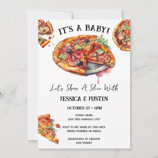 Pizza Paar Baby shower Kaart (Voorkant)