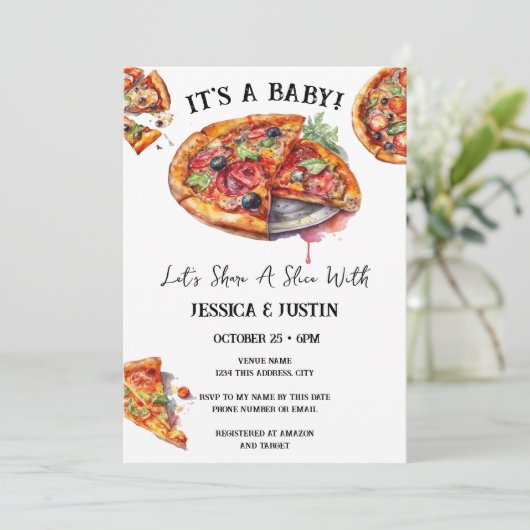 Pizza Paar Baby shower Kaart (Staand voorkant)