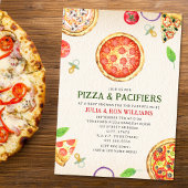Pizza + Pacifiers Baby shower Invitation Kaart