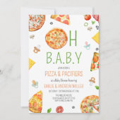 Pizza & Pacifiers Baby Shower, Pizza Baby Shower Kaart (Voorkant)