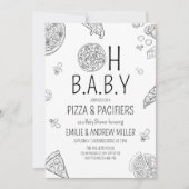 Pizza & Pacifiers Baby shower Uitnodigen, Pizzeria Kaart (Voorkant)