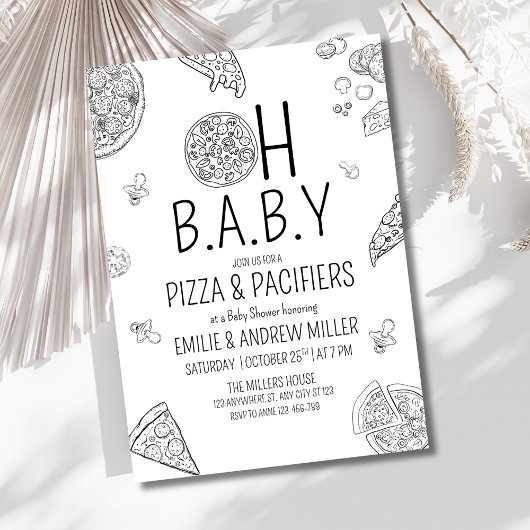 Pizza & Pacifiers Baby shower Uitnodigen, Pizzeria Kaart