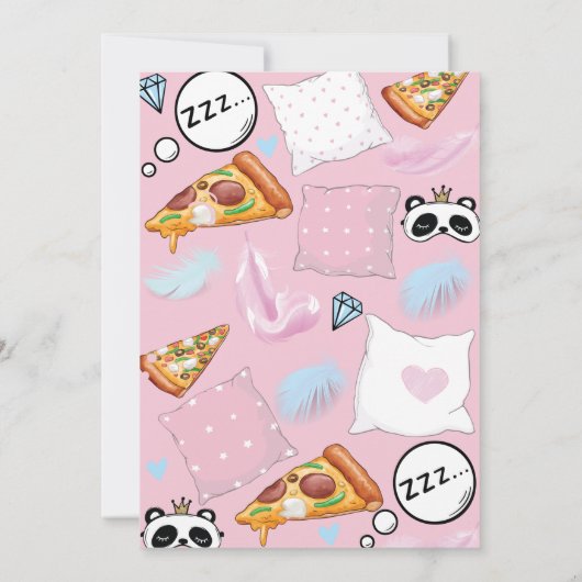 Pizza & Pajamas Slumber Party Kaart (Achterkant)