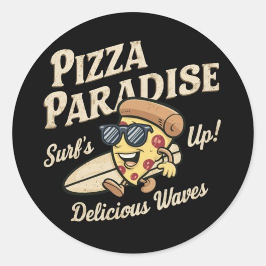 Pizza Paradise Ronde Sticker (Voorkant)