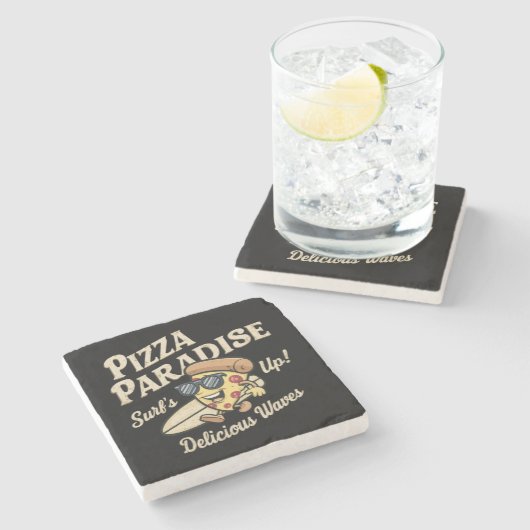 Pizza Paradise Stenen Onderzetter (Zijkant)