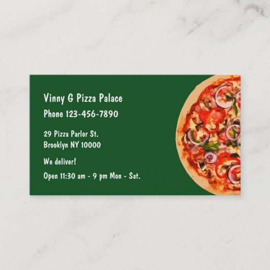 Pizza Parlor Restaurant Visitekaartje (Voorkant)