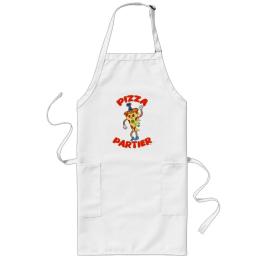 Pizza Partier Funny Cartoon Slice Design Lang Schort (Voorkant)