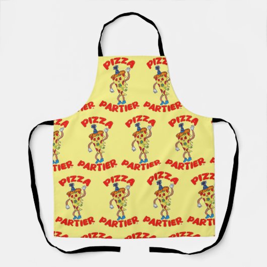 Pizza Partier Funny Cartoon Slice Fun Art Schort (Voorkant)