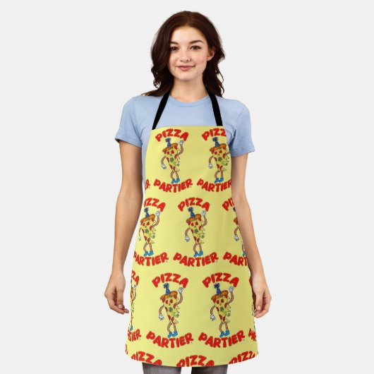 Pizza Partier Funny Cartoon Slice Fun Art Schort (Gedragen)