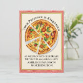 PIZZA PARTIJ/Afstuderen/enz. Uitnodiging (Staand voorkant)