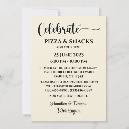 PIZZA PARTIJ/Afstuderen/enz. Uitnodiging (Achterkant)