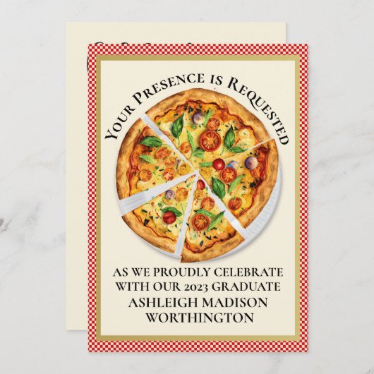 PIZZA PARTIJ/Afstuderen/enz. Uitnodiging (Voorkant / Achterkant)