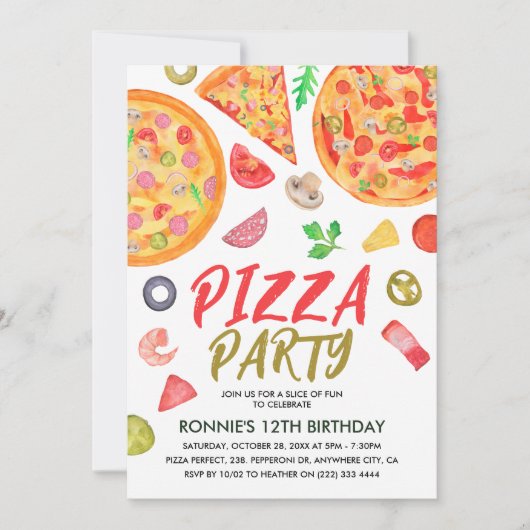 Pizza Partij Italiaanse vlinder Birthday Kaart (Voorkant)