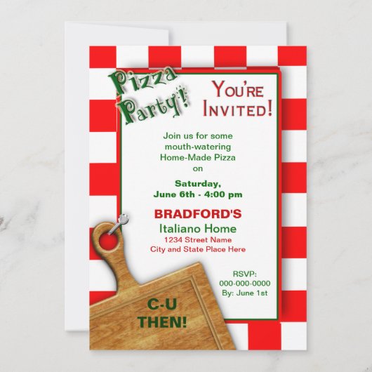 PIZZA PARTIJ - MULTI PURPOSE INVITATIE - KAART (Achterkant)