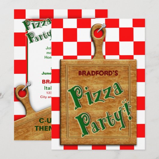PIZZA PARTIJ - MULTI PURPOSE INVITATIE - KAART (Voorkant / Achterkant)