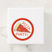 PIZZA PARTIJ! Pepperoni Cheese Pie Slice Pizzeria Bedankjes Labels (In situ)