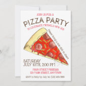 PIZZA PARTIJ! Pepperoni Cheese Pie Slice Pizzeria Kaart (Voorkant)