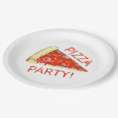 PIZZA PARTIJ! Pepperoni Cheese Pie Slice Pizzeria Papieren Bordje (Gekanteld)