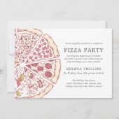Pizza Party 25th Birthday | Gestreepte uitnodiging (Voorkant)