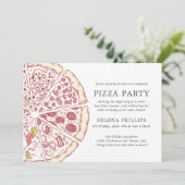 Pizza Party 25th Birthday | Gestreepte uitnodiging (Staand voorkant)